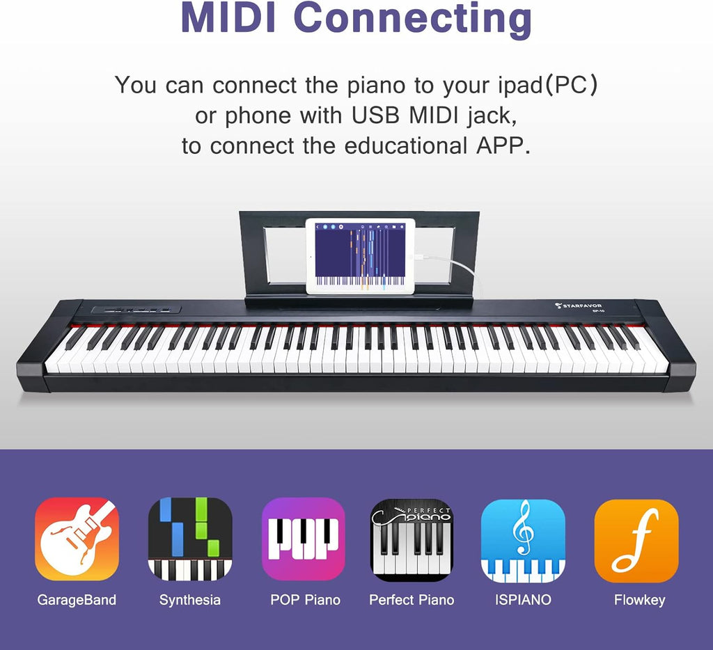 88 Key Digital Piano with Semi Weighted Keys and Sustain Pedal R501094