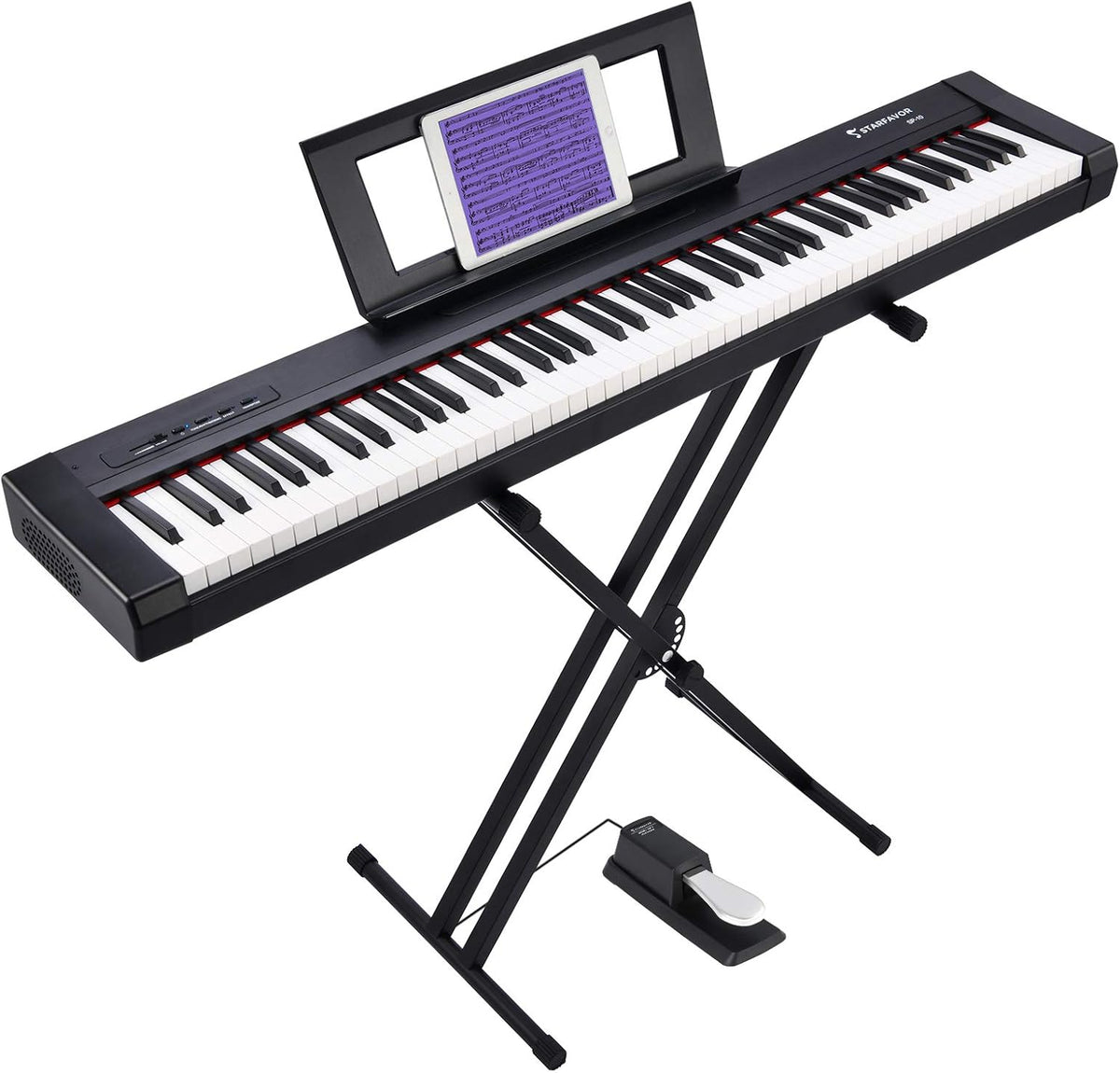 88 Key Digital Piano with Semi Weighted Keys and Sustain Pedal R501094