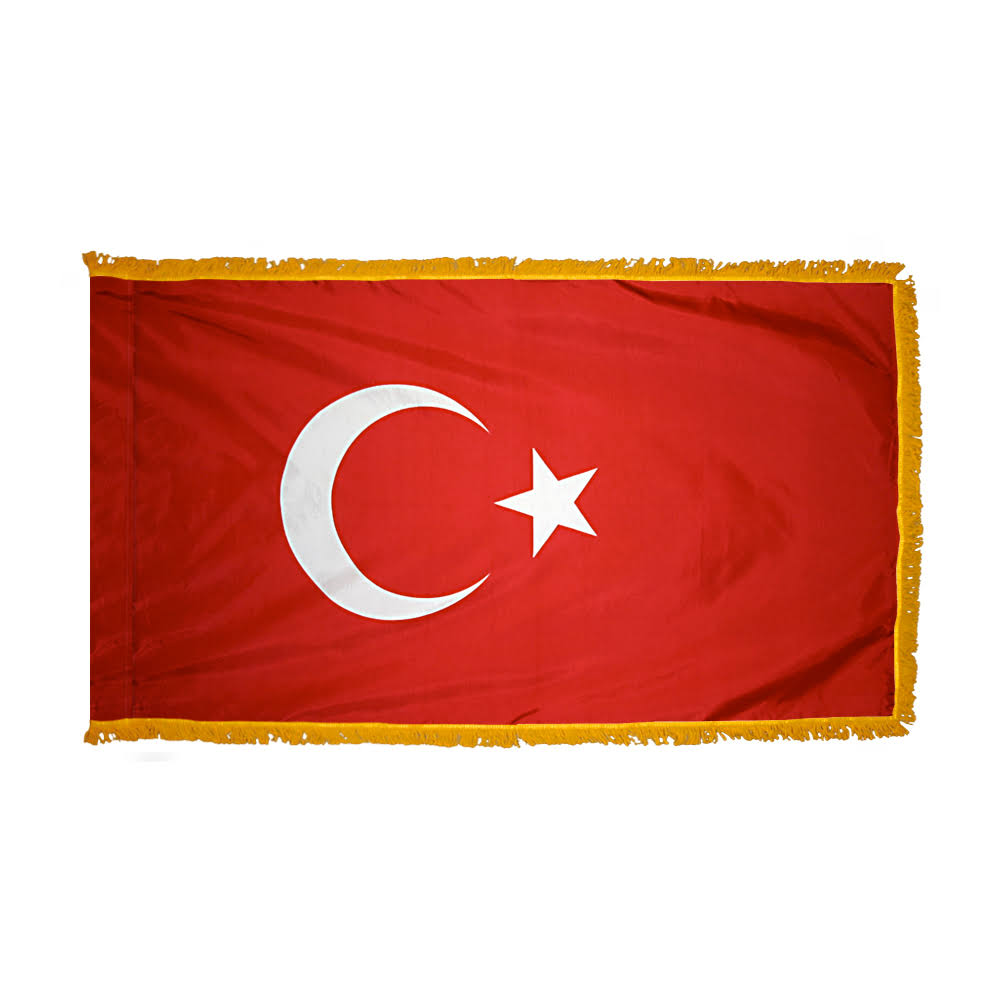 3ft. x 5ft. Turkey Flag with Side Pole Sleeve and Fringe G8615