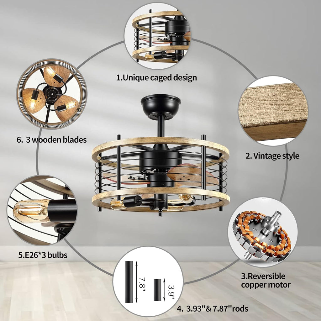 20'' Bladeless Ceiling Fan with Lights Remote Control X413745
