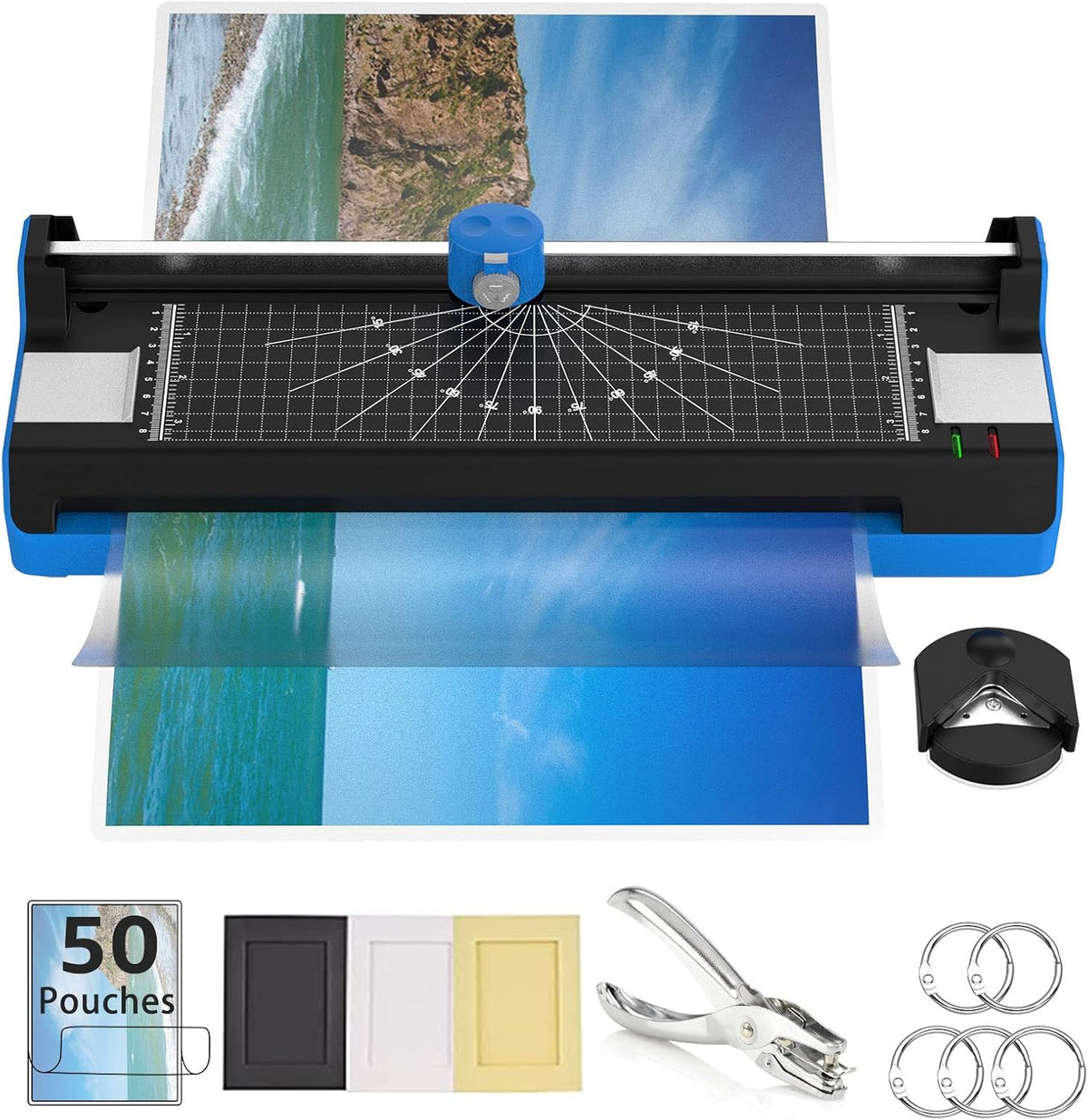 13 Inch 7 in 1 Thermal Laminating Machine with 50 Pouches and Corner Rounder J1013