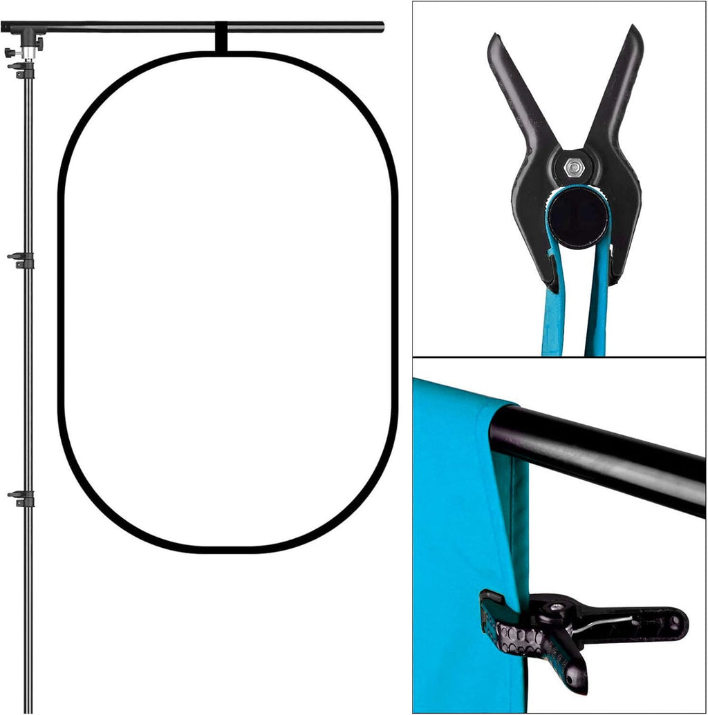 Portable 8.5ft Tall Adjustable Photography Backdrop Stand with 4 Spring Clamps & Carrying Bag W287055