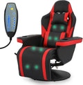 Red PU Leather 360° Swivel Massage Game Chair with Headrest and Footrest Y869082