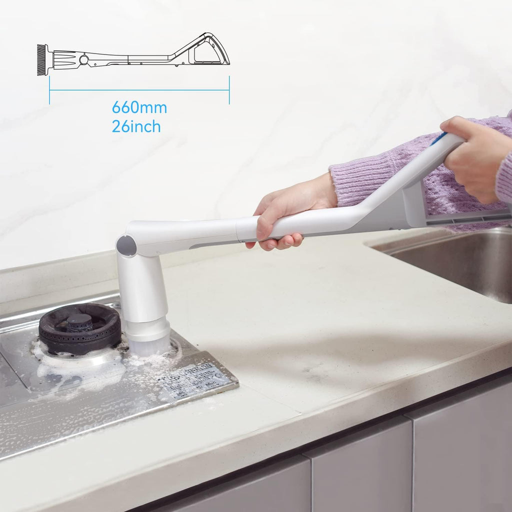 Electric Spin Scrubber with 4 Replaceable Cleaning Brush Head, Adjustable Extension Handle, Pack of 2 W746