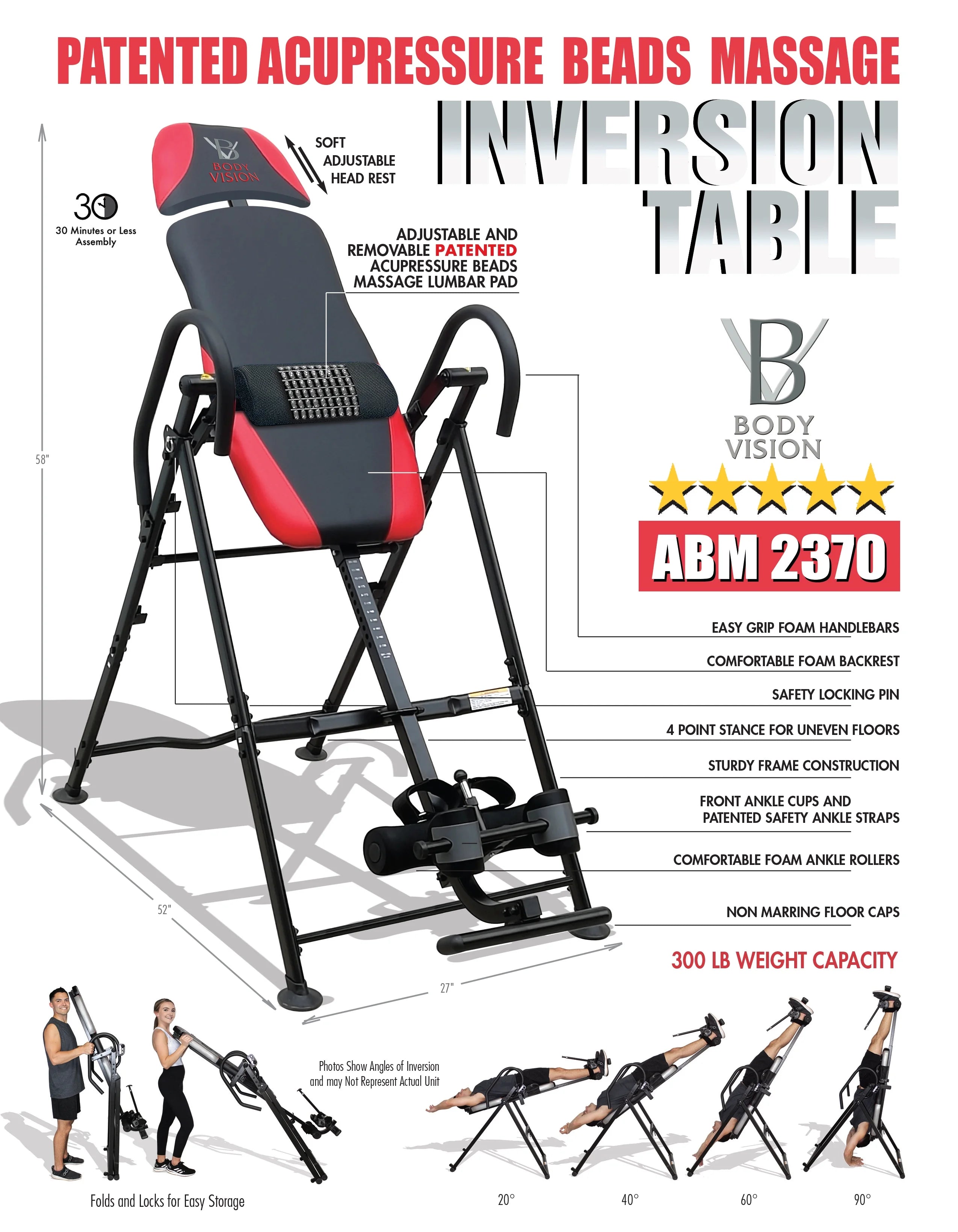 Red Acupressure Beads Massage Inversion Table G844681