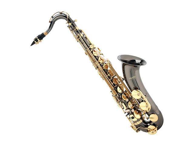 Black Nickel Plated and Gold Keys B Flat Tenor Saxophone with Case, Mouthpiece, 10 Reeds Y6743