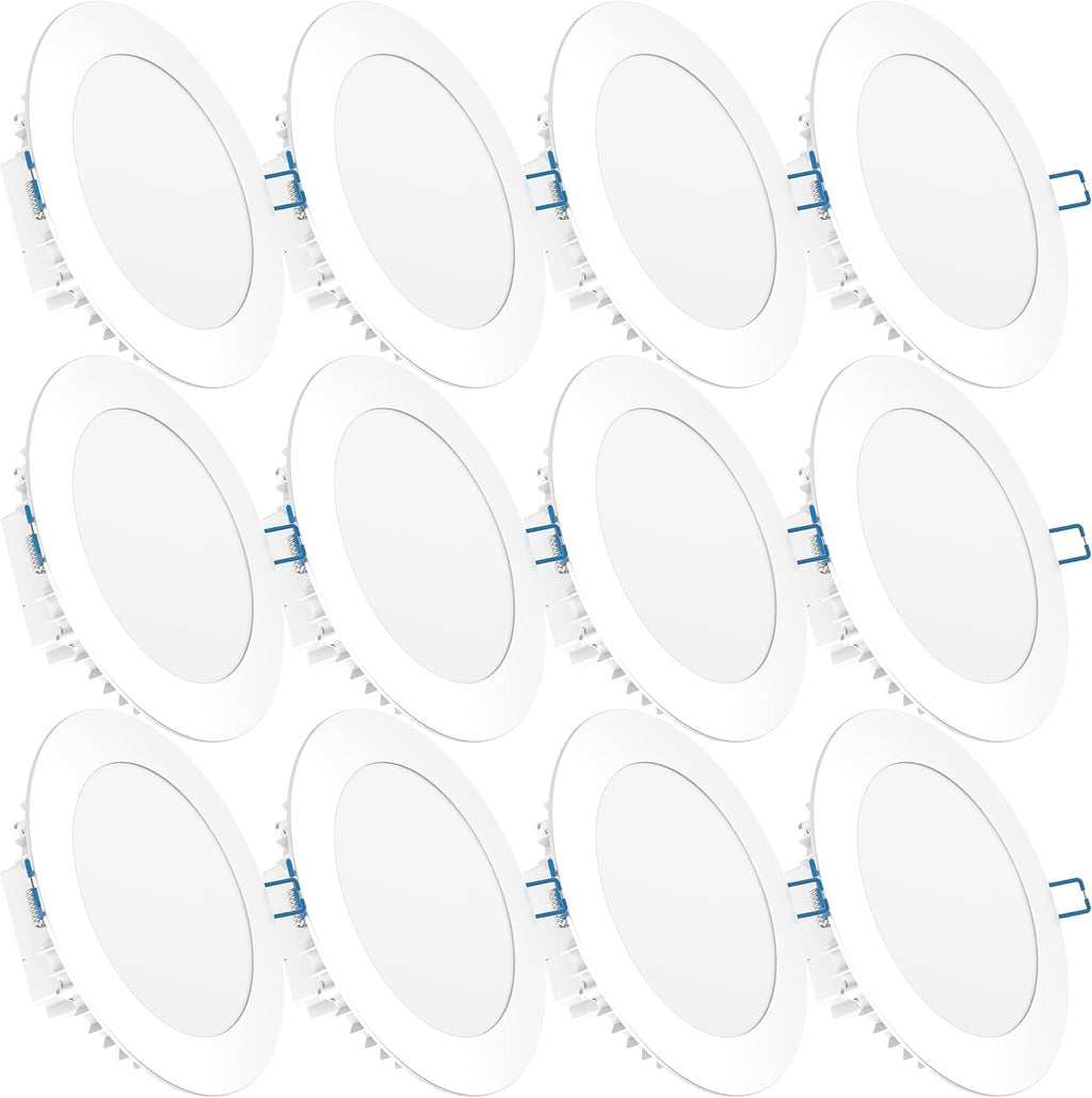 12 Pack 4 Inch Ultra Thin LED Recessed Ceiling Lights, 2700K Soft White, 10W, 650 LM, Dimmable U599959
