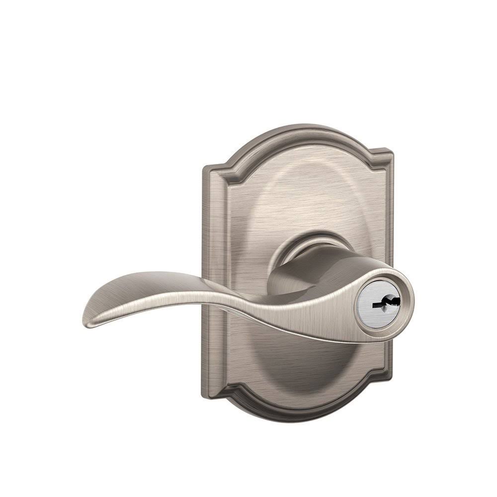 Satin Nickel Single Cylinder Keyed Entry Door Lever Set S15733