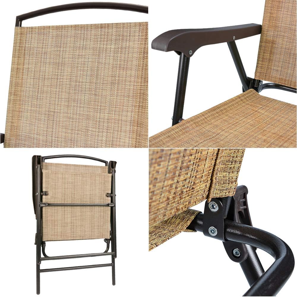 Beige Sling Back Folding Chair Set of 2 U91999