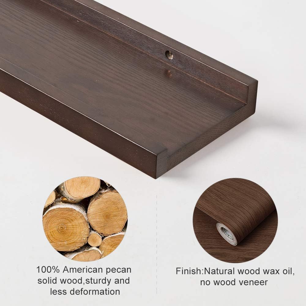 Walnut 12 Inches Solid Wood Floating Wall Shelves D9116