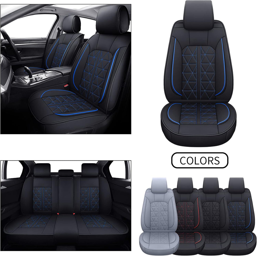 Triangle Black&Red Synthetic Leather Car Seat Cover 5 Seats Full Set V4058