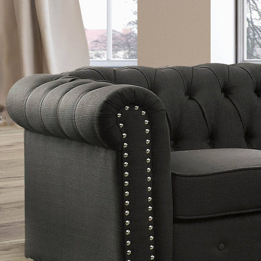 Grey Tufted Chesterfield Loveseat C4512