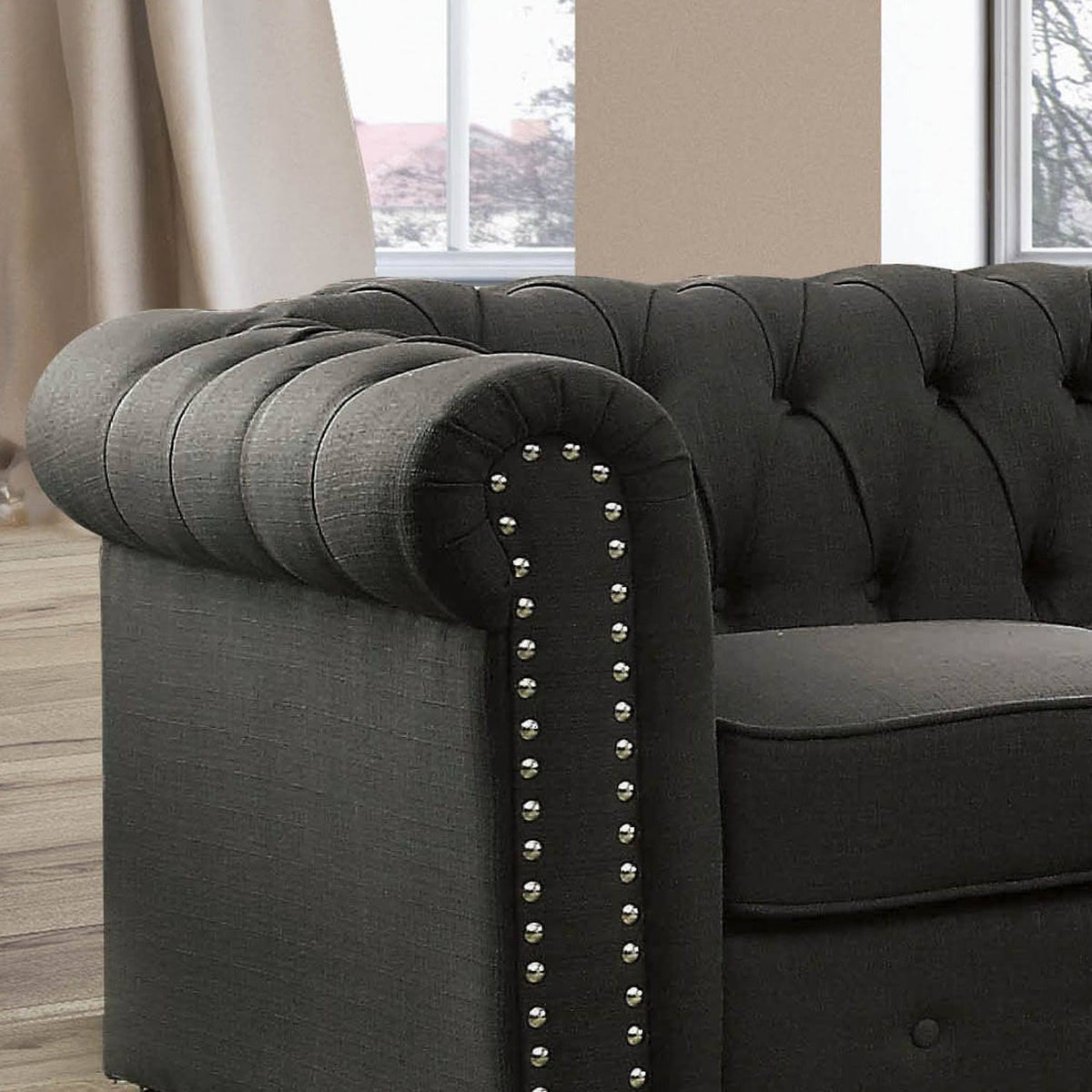 Grey Tufted Chesterfield Loveseat C4512