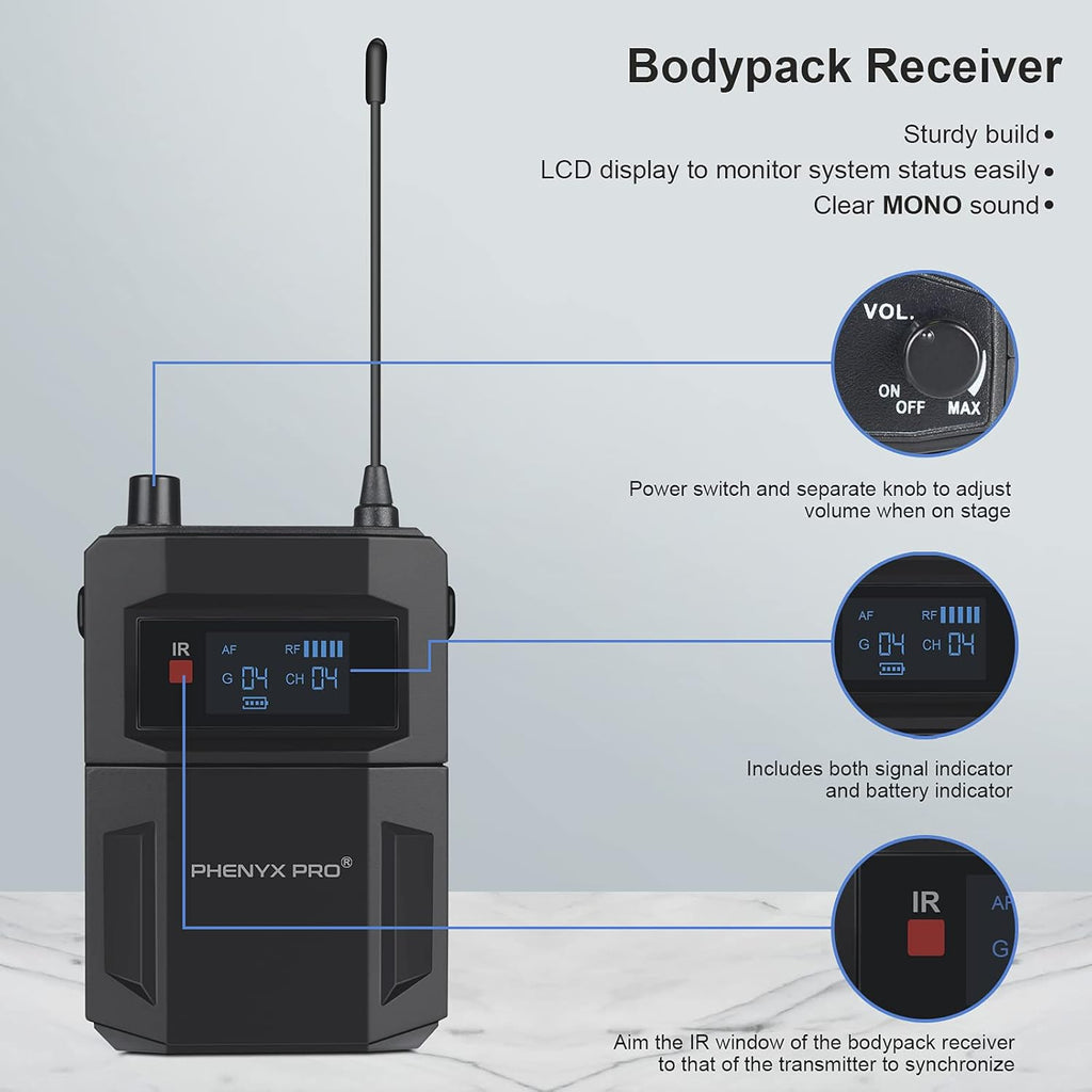 UHF Dual Wireless in-Ear Monitor System with Metal Transmitter and Bodypack Receiver Y557