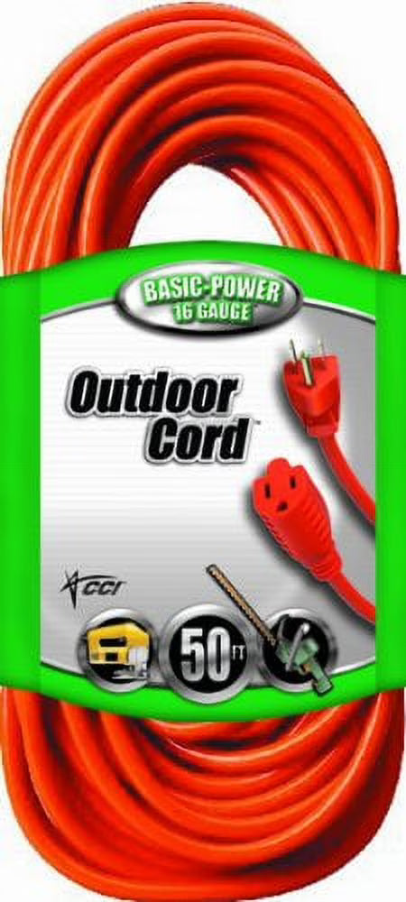 16/3 50' Orange Vinyl Outdoor Extension Cord Q937079