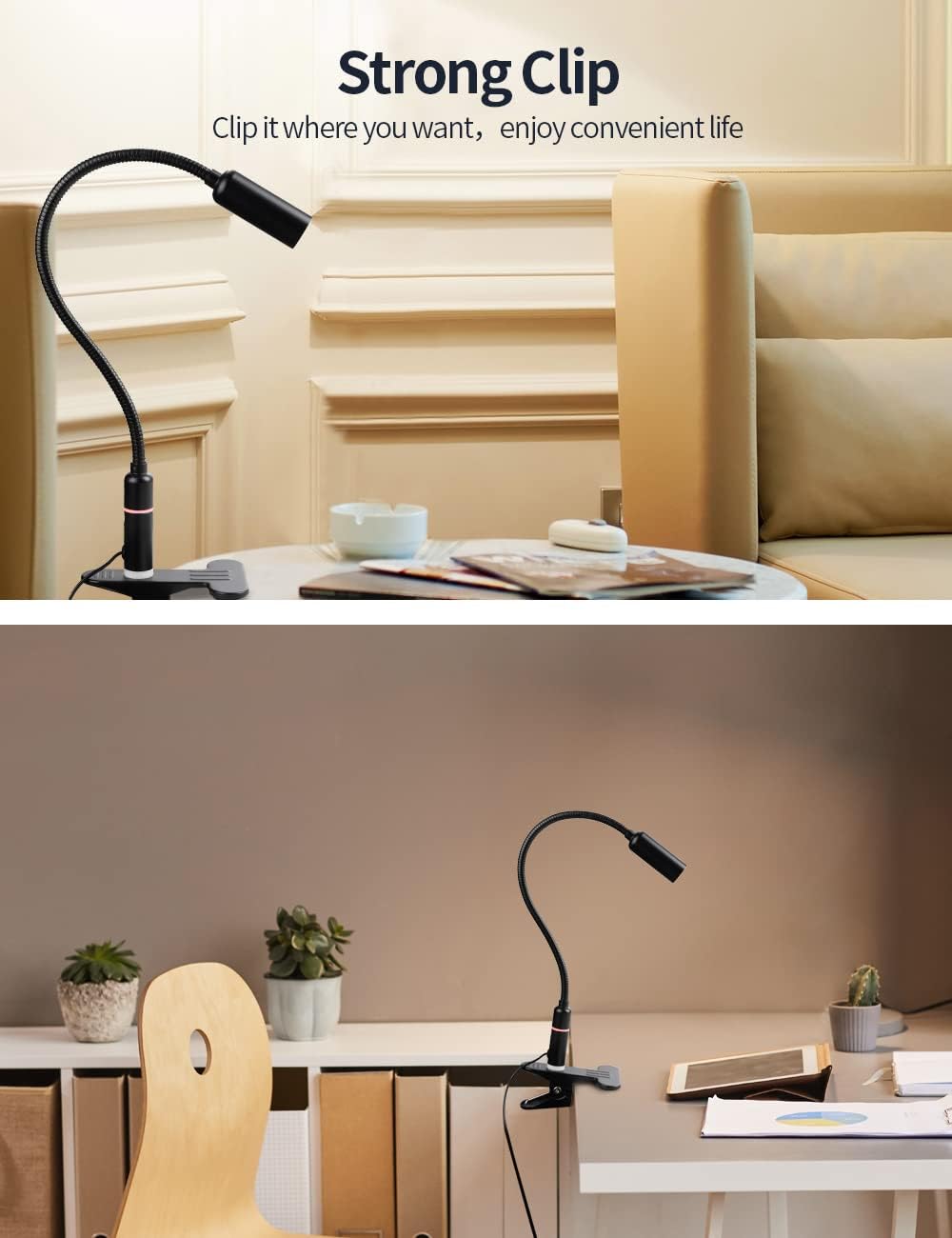 LED Desk Lamp 4W Table Lamp Touch Control 3 Brightness Flexible Gooseneck Metal Lamp W1281