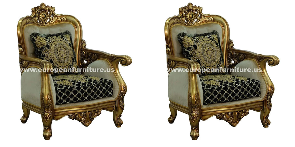 Antique-Bronze Jacquard Chair Set 2 U531461