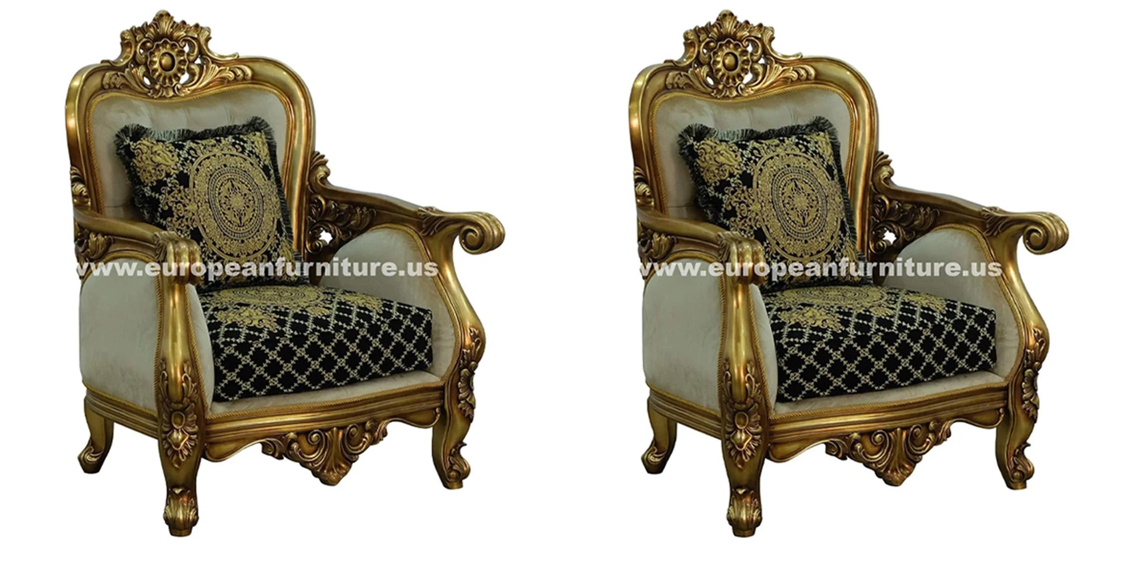 Antique-Bronze Jacquard Chair Set 2 U531461