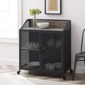 Grey Wash Industrial Bar Cabinet with Mesh K63113