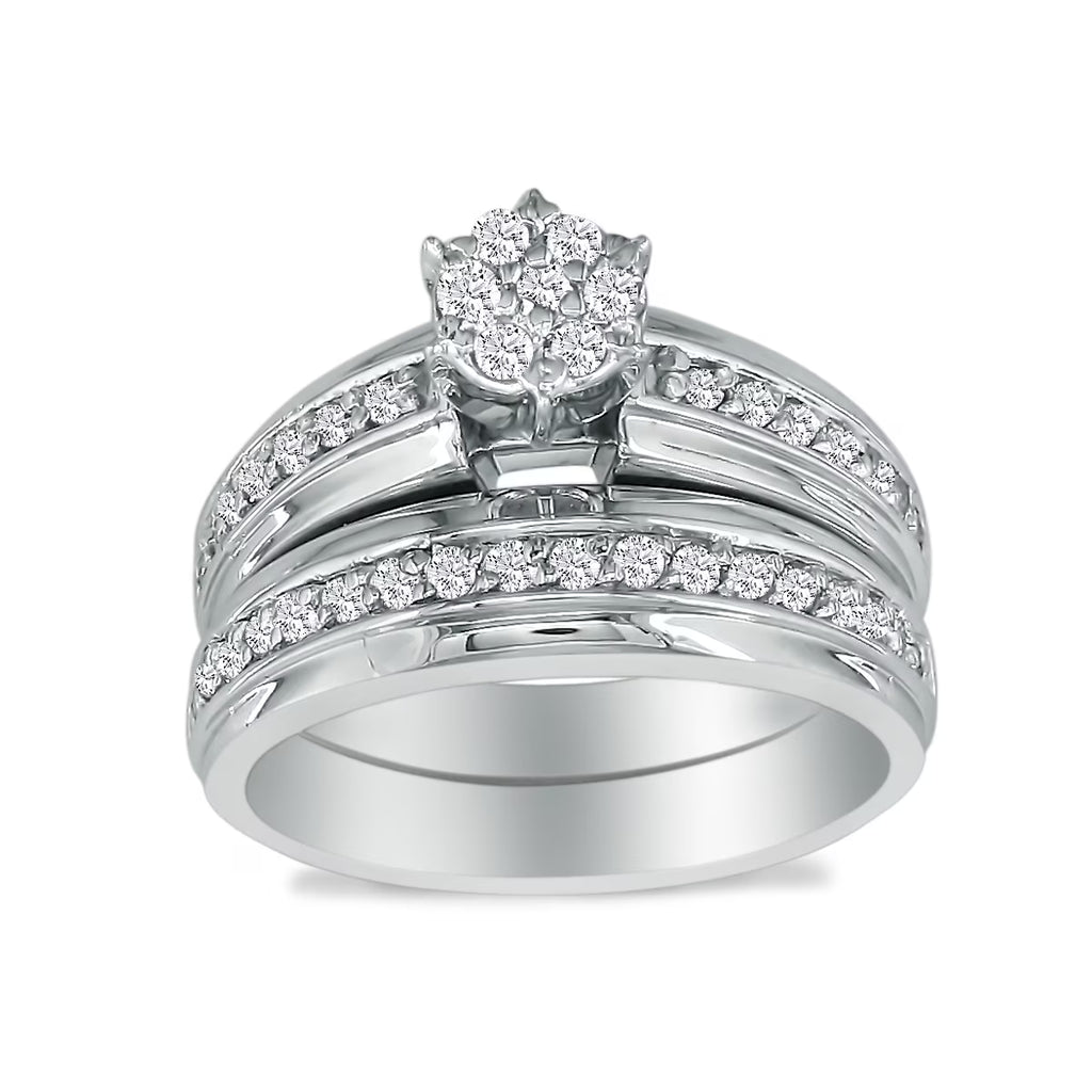 1ct Round Shaped Bridal Set in 10k White Gold B237