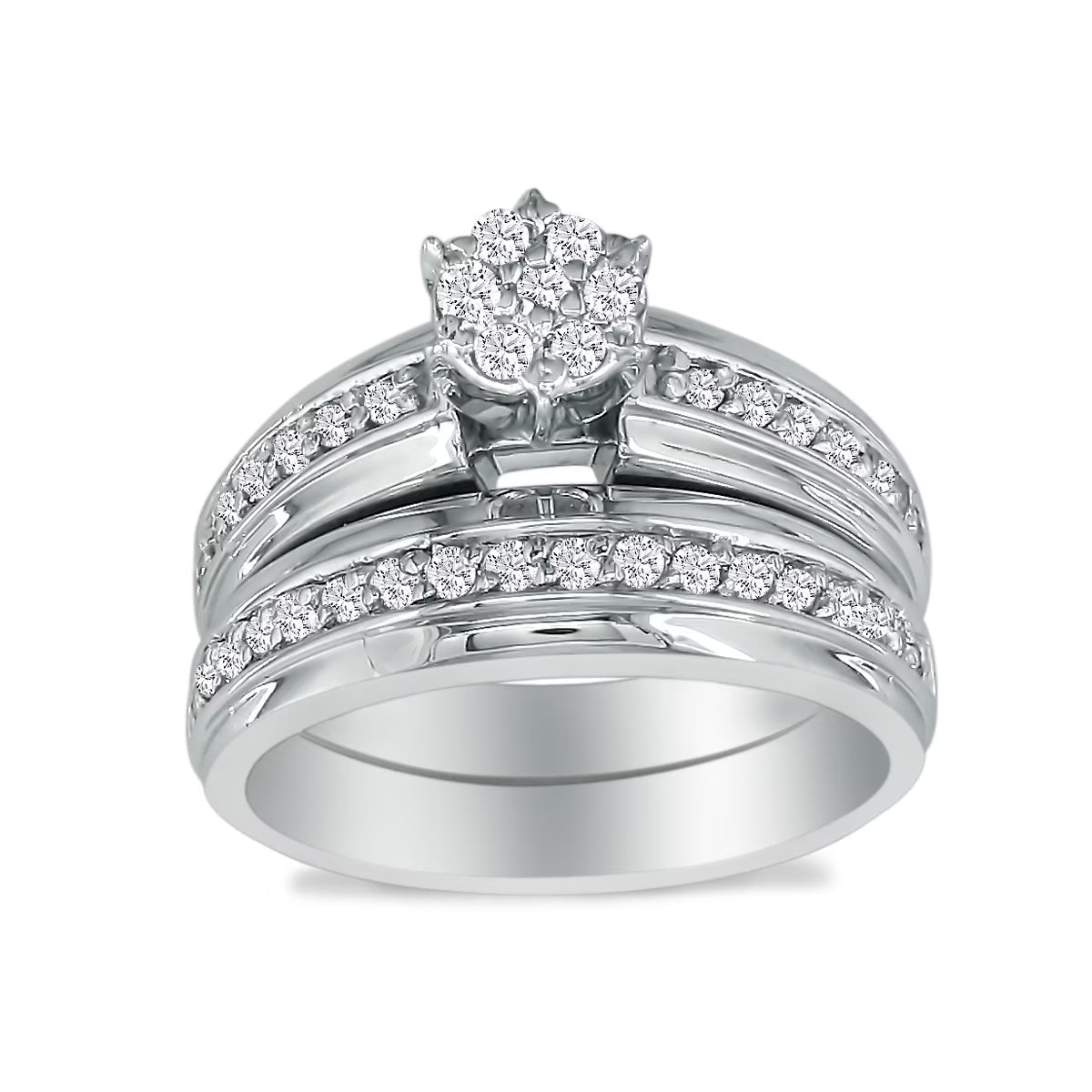 1ct Round Shaped Bridal Set in 10k White Gold B237