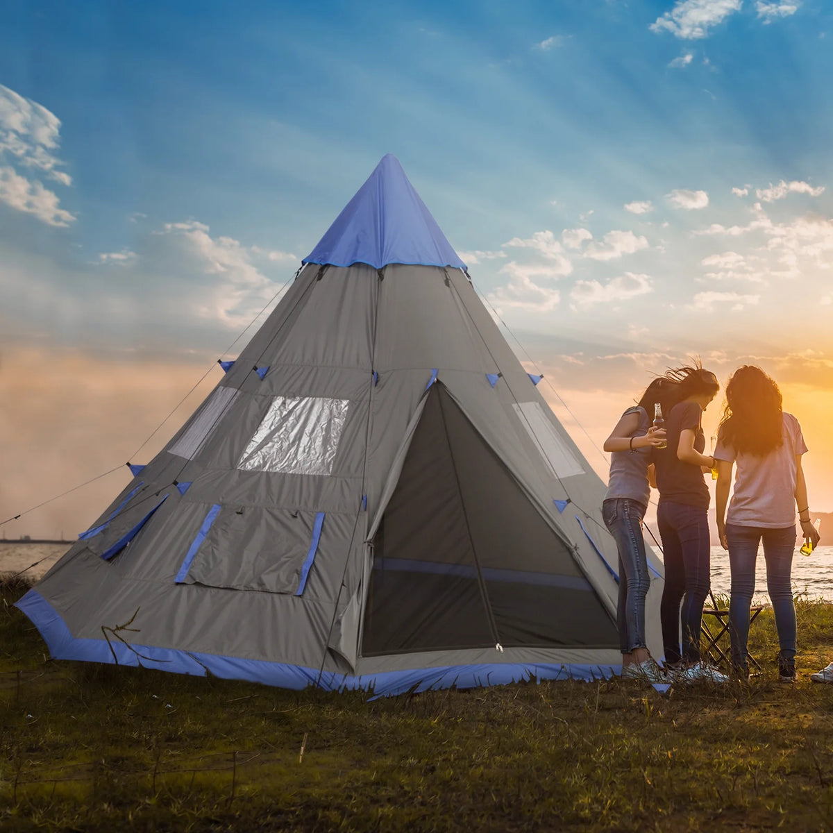 12Ft 4 Season Camping Tent with 8 Mesh Windows U157342