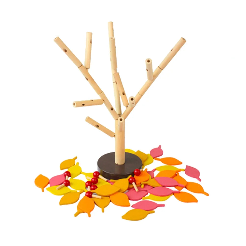 Creative Wooden Tree Blocks with Leaves 3D Building Set Toy Y8130