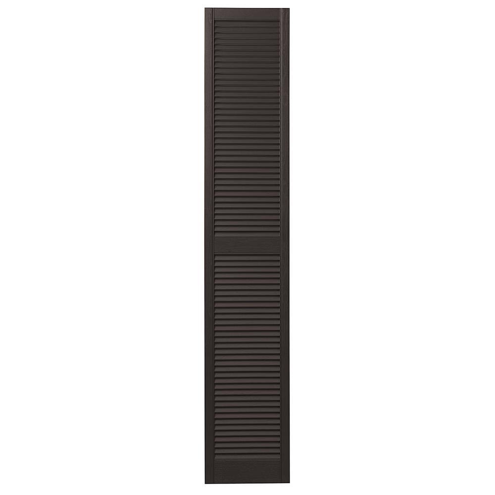Brown 15x71 Louver Shutter Pair (Vinyl) W2476