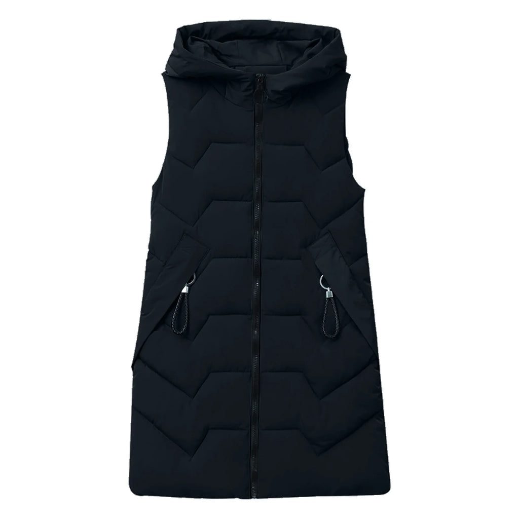 Slim Packable Lightweight Mid-length Puffer Down Vest Waistcoat with Pocket Z430582