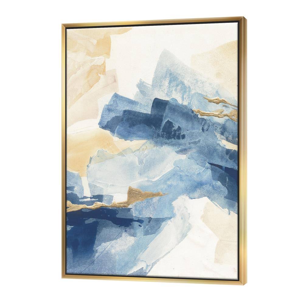 Metallic Gold Indigo II Framed Canvas, 30 inch x 40 inch, Blue P4730