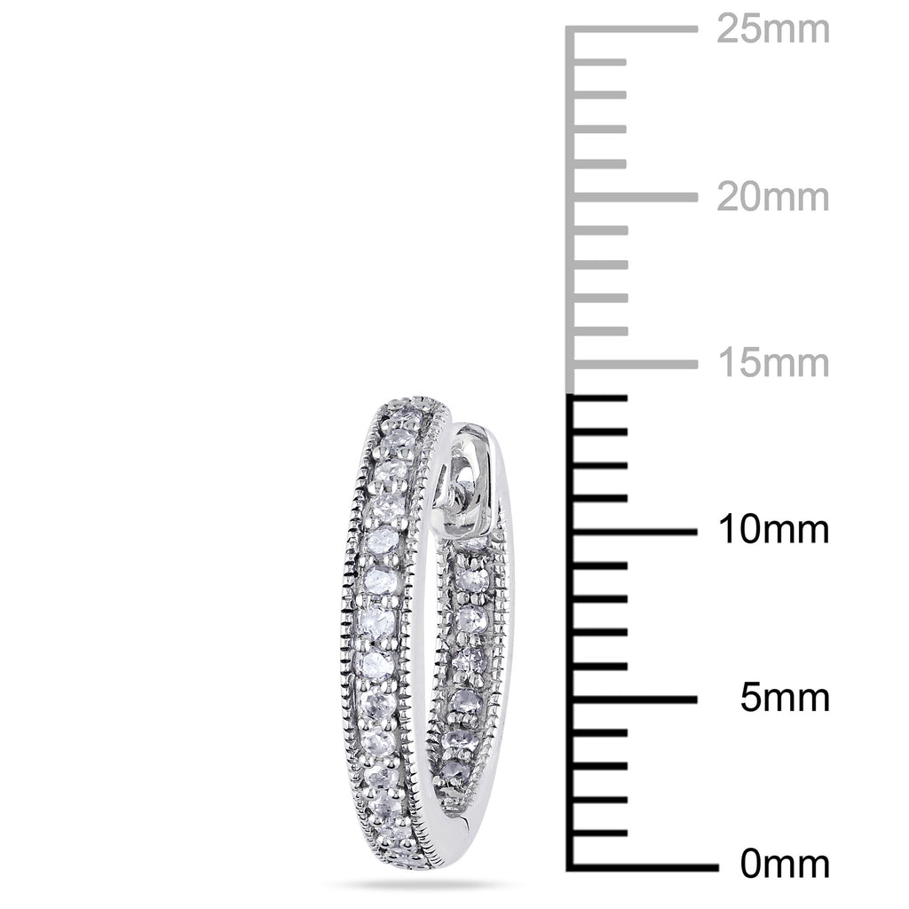 14kt White Gold Diamond Huggie Hoop Earrings K7267