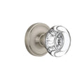 Classic Rosette Double Dummy Round Clear Crystal Glass Door Knob, Satin Nickel F359745