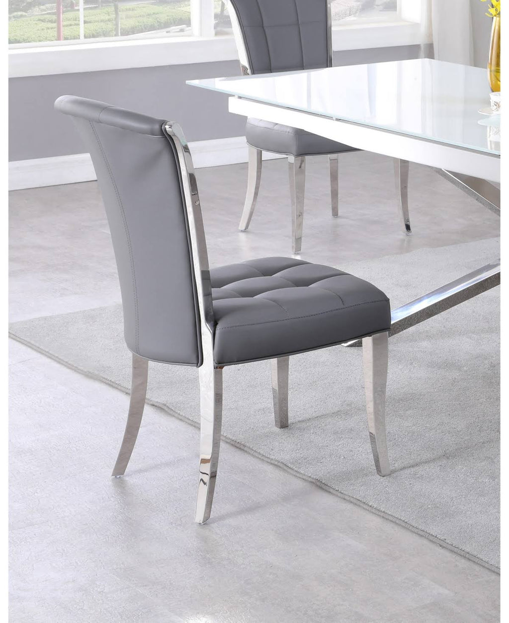 White Tufted Side Chair, Set of 2 E9803