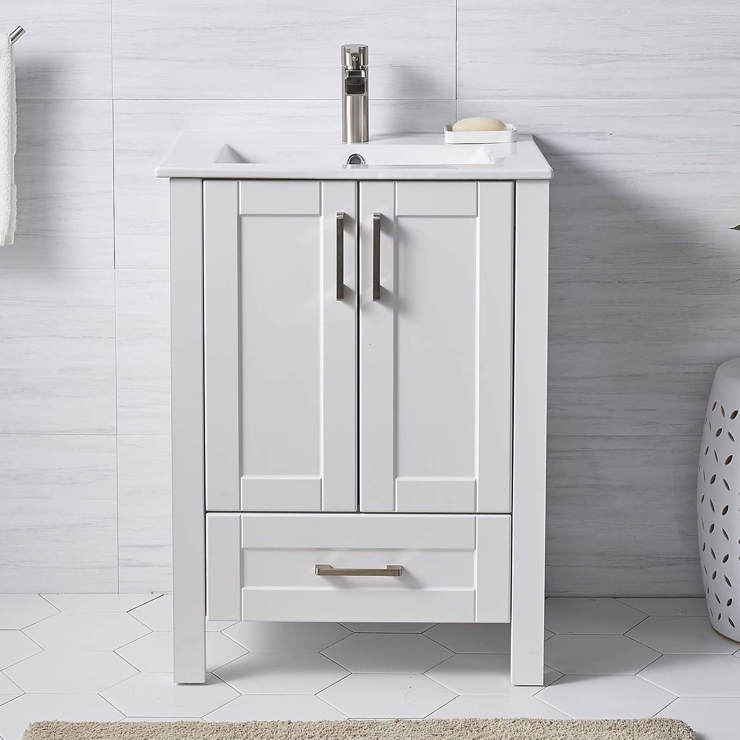 White 24 inch Bathroom Vanity with Sink P5694