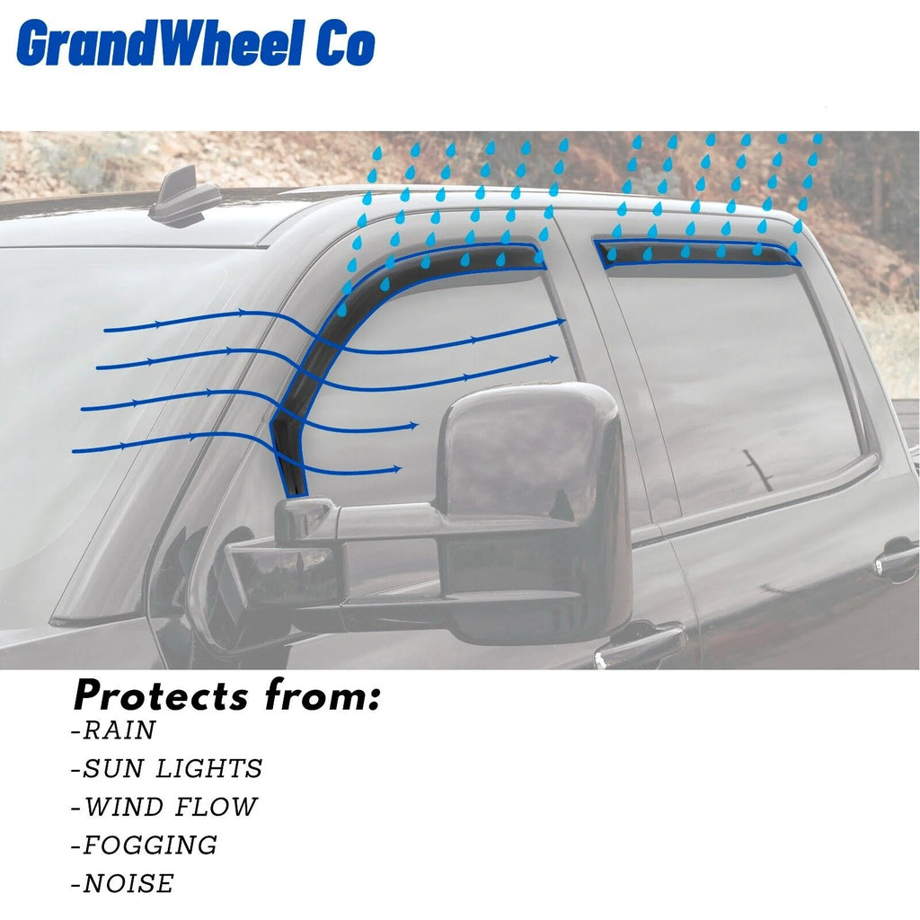 Smoke Tinted In-channel Side Window Vent Visor Deflectors Rain Guards 4pcs V8194