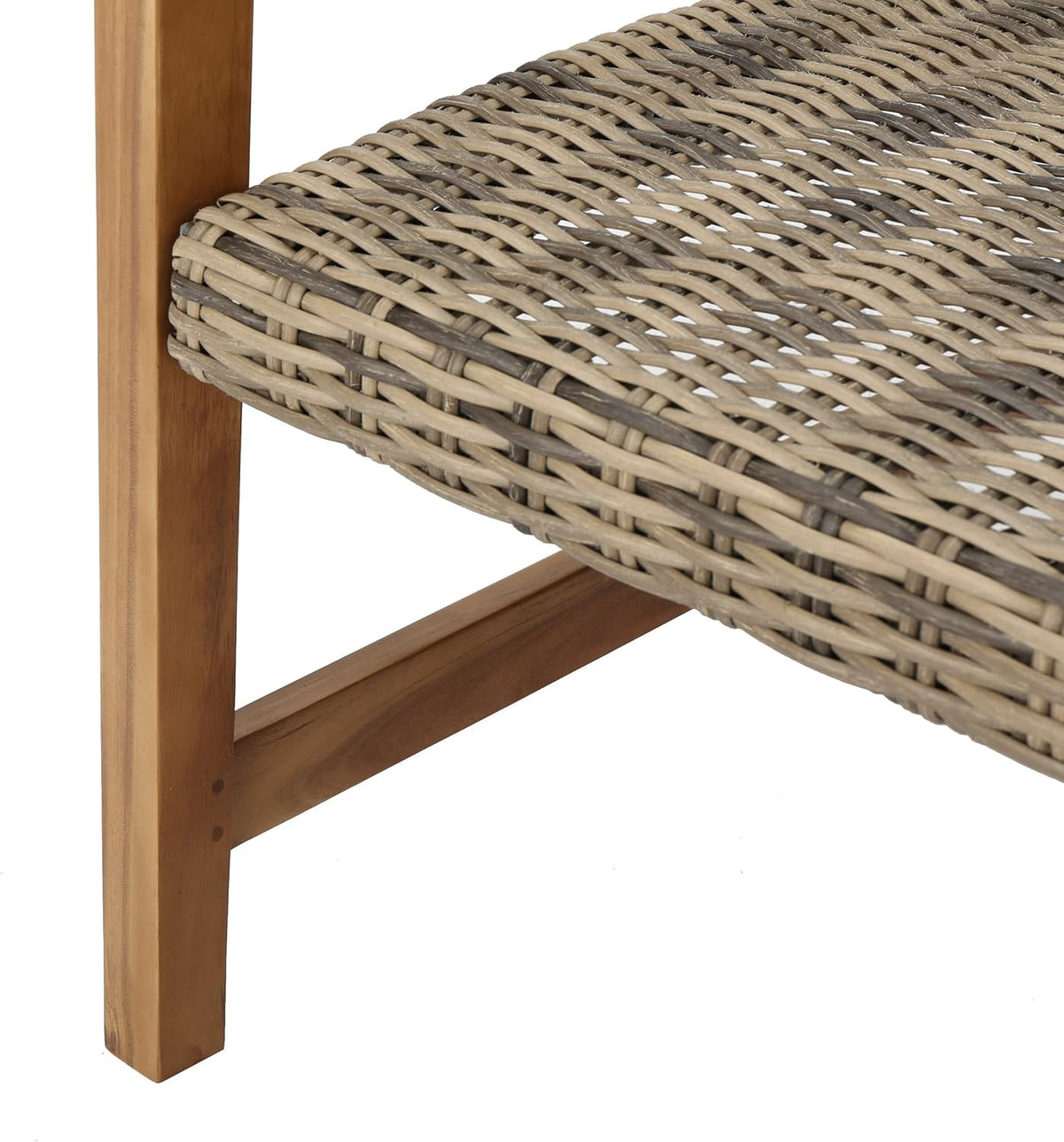 4-Pcs Set Wicker Club Chairs with Acacia Wood Frame D91388