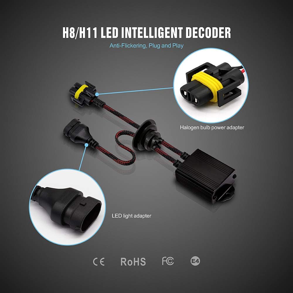 H11 H9 H8 LED Canbus Decoder Adapter Pack of 2 E9367