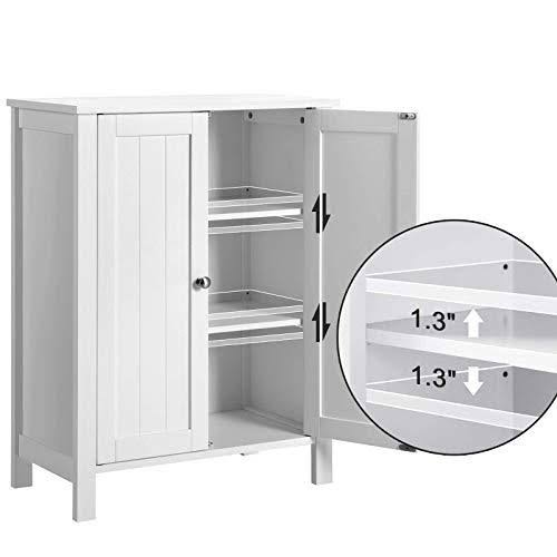 White Double Door Adjustable Shelf Bathroom Floor Storage Cabinet K124