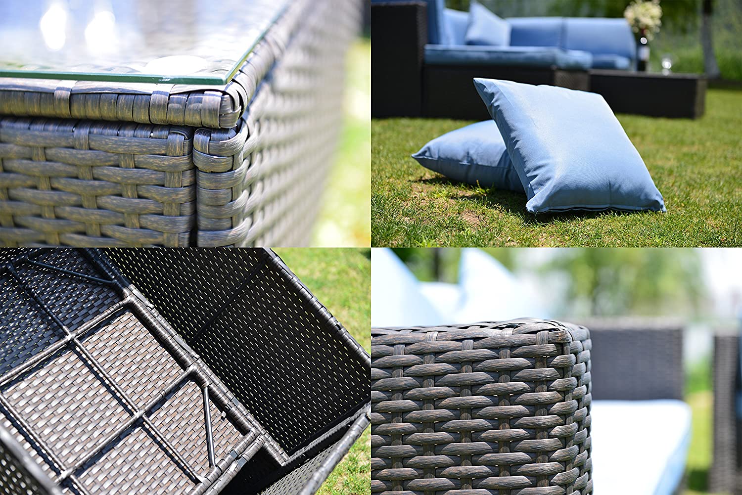 Outdoor Patio Furniture Sets Sectional Wicker Couch Sofa Seating 5PCS K848998