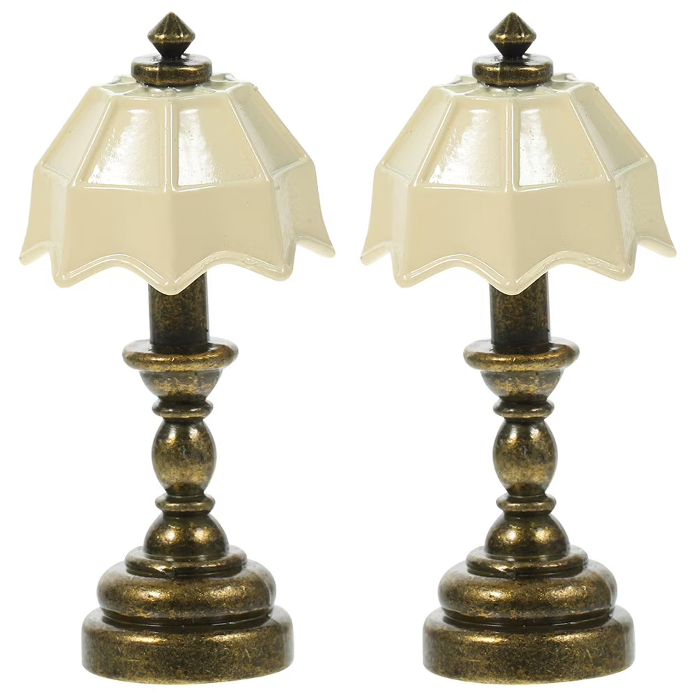 White Metal Dollhouse Desk Lamp 2 Pcs O133