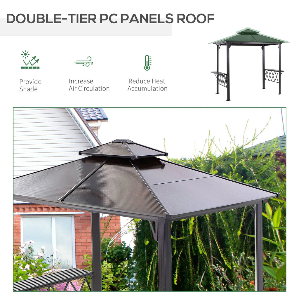 9' x 5' Hardtop BBQ Grill Gazebo with Polycarbonate Roof A347773