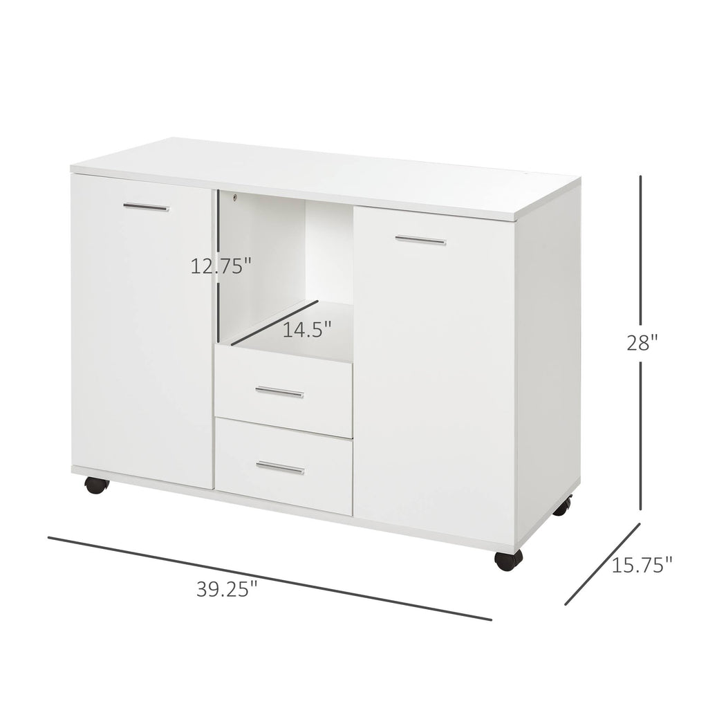 White 2 Drawer Office Filing Cabinet Printer Stand B9288