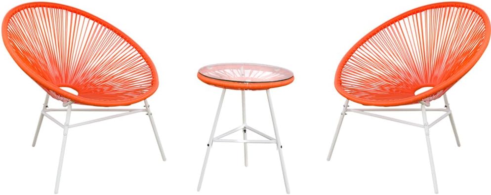 Blue 3 Piece Bistro Set with Glass Top Table O725370