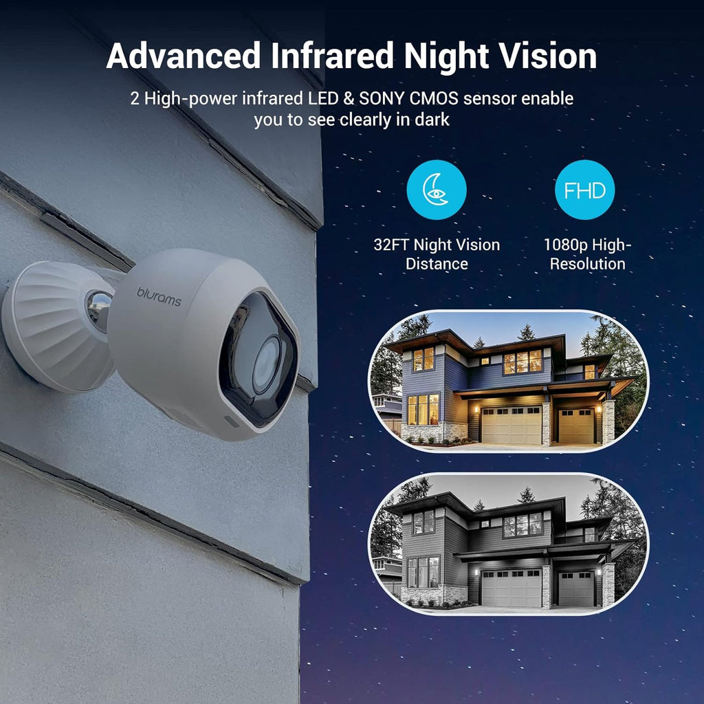 2pc Outdoor Security Camera System 1080p FHD with Two-Way Audio and Starlight Night Vision S2792