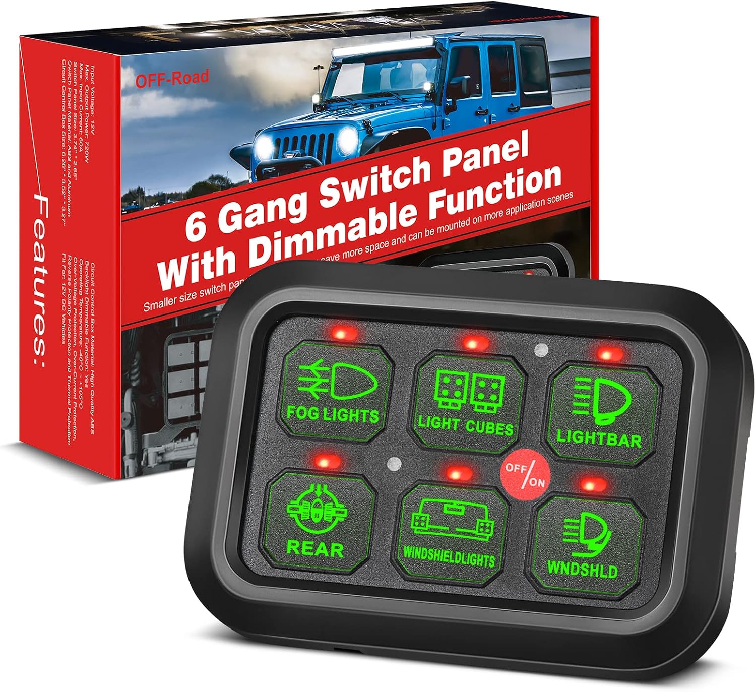 8 Gang Switch Panel with Label Stickers and Harness L13409