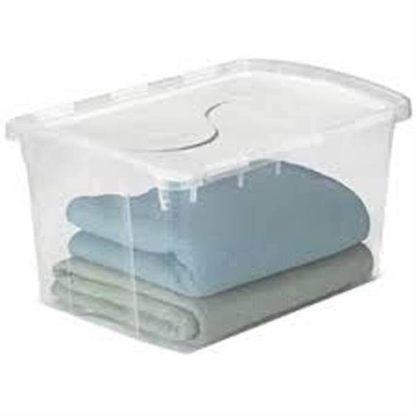 48 Quart Clear Hinged Lid Storage Box Tote (30 Pack) K337