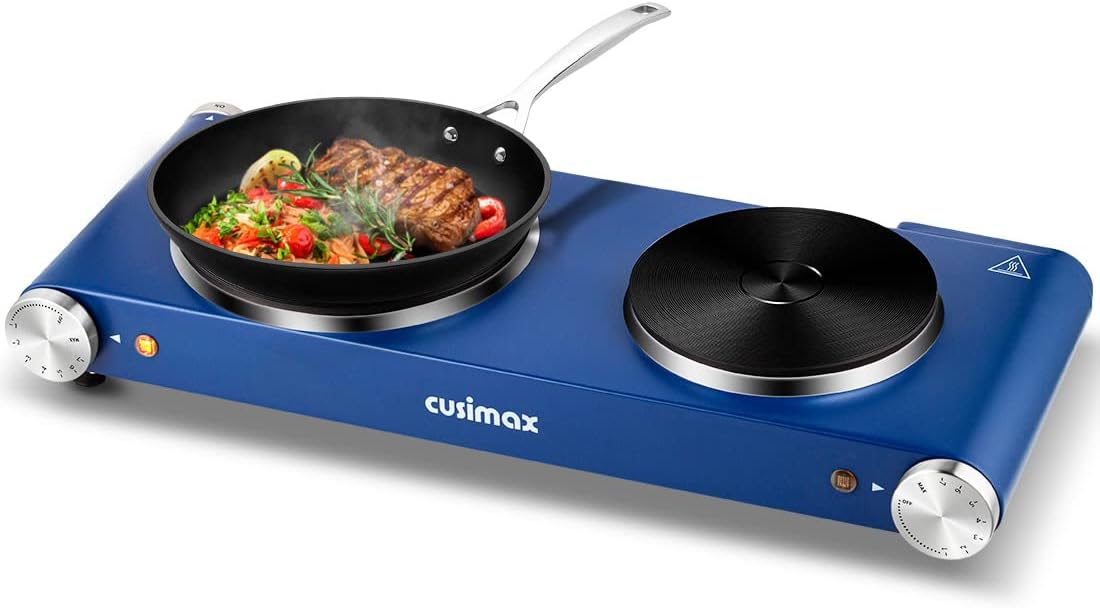 Double Burner Electric Cooktop, 1800W Stainless Steel Cast Iron N47717