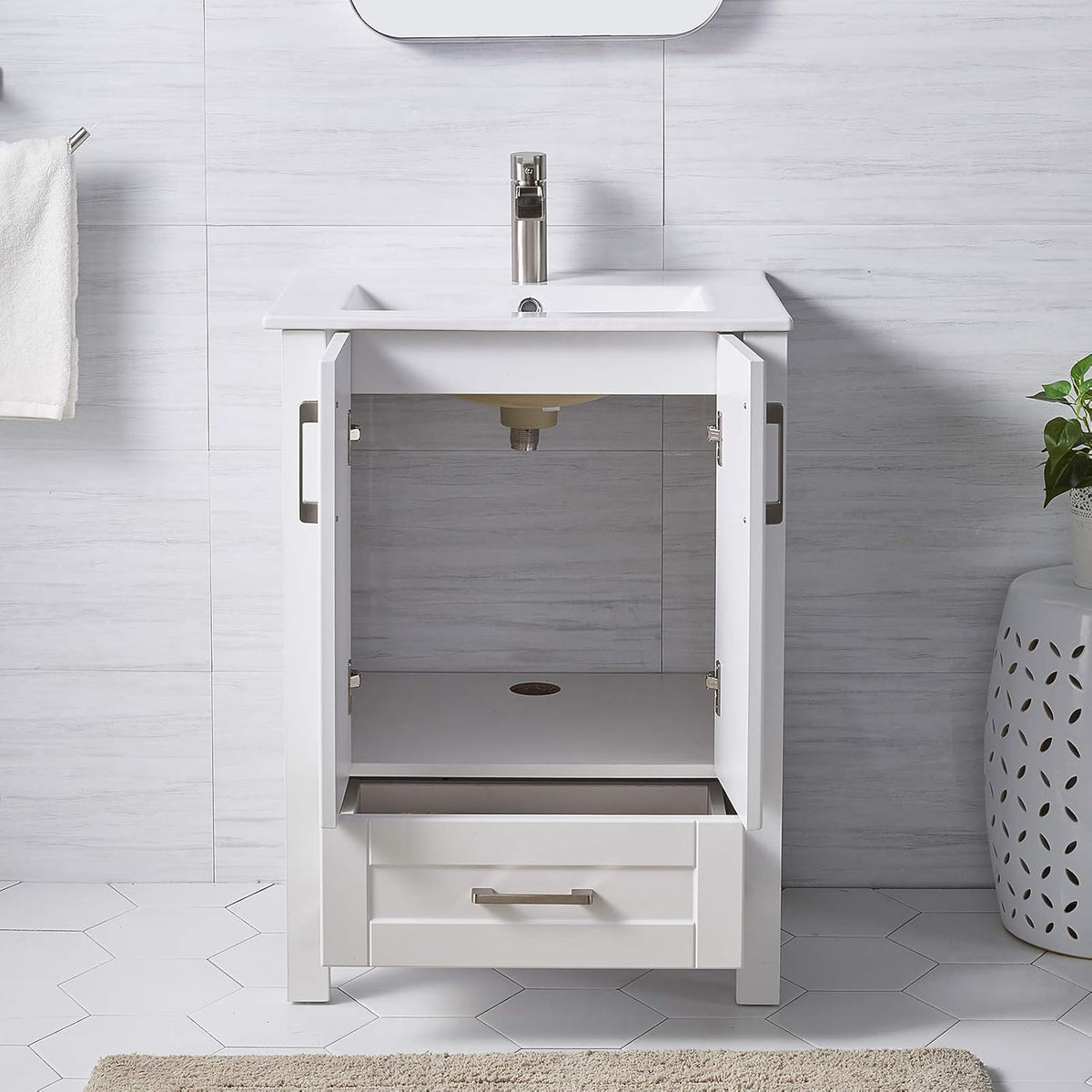 White 24 inch Bathroom Vanity with Sink P5694