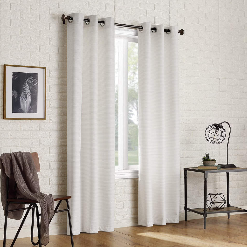 2-pack Textured Thermal Insulated Grommet Curtain Panel Pair, 40"x84", Pearl White X66165