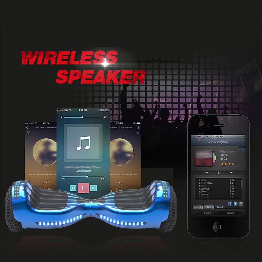 Chrome Blue Self Balancing Electric Scooter with Bluetooth Speaker K3932